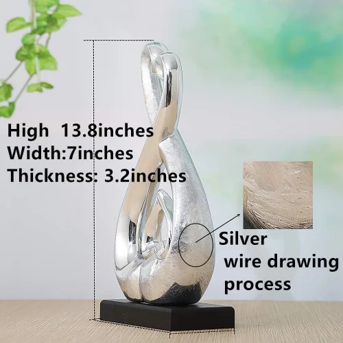 Vista 3 de Estatua de cerámica – Estatua de plata – Escultura de decoración de cerámica – Colección creativa moderna de decoración de oficina en casa recuerdo