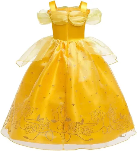 Vista 59 de REXREII Bella - Disfraz de princesa La Bella y la Bestia para niñas, Halloween, Navidad, cosplay, fiesta, cumpleaños, noche