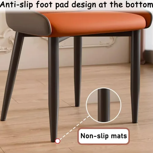 Vista 8 de YVYKFZD Juego de sillas de comedor de cuero, sillas de comedor con patas de metal, sillas de cocina tapizadas, silla minimalista sin brazos