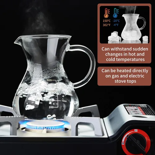 Vista 5 de Unbreakable - Cafetera con doble filtro inoxidable de 17 onzas, grueso resistente al calor, gotero de vidrio de borosilicato para verter sobre