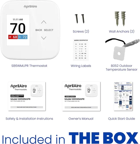 Vista 11 de AprilAire S86WMUPR Termostato programable Wi-Fi, multietapa universal con control IAQ, etapas de calor/frío 2H/2C o etapas de bomba de calor 4H/2C
