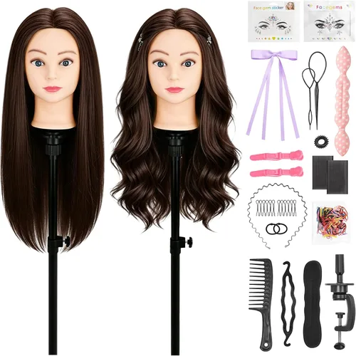 Vista 19 de Cabeza de maniquí de 16" con cabello para entrenamiento de peluquería y peinado
