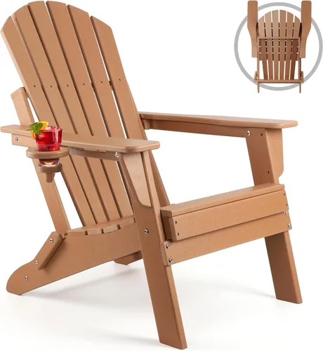 Vista 17 de FUNBERRY Silla plegable Adirondack, sillas de hoguera de HDPE para todo tipo de clima con portavasos para exteriores HDPE All Weather