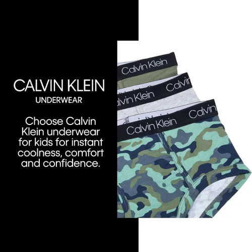 Vista 3 de Calvin Klein Paquete de 3 calzoncillos de algodón surtidos para niños pequeños modernos