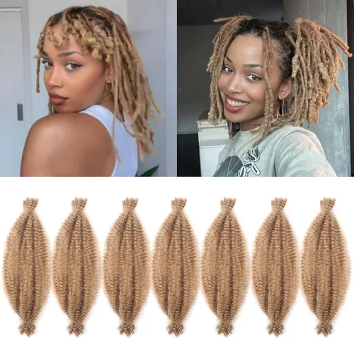 Vista 49 de Cabello afro trenzado elástico de 16 pulgadas, paquete de 3 marley twist para rastas falsas, trenzas rizadas de mariposa, cabello trenzado marley