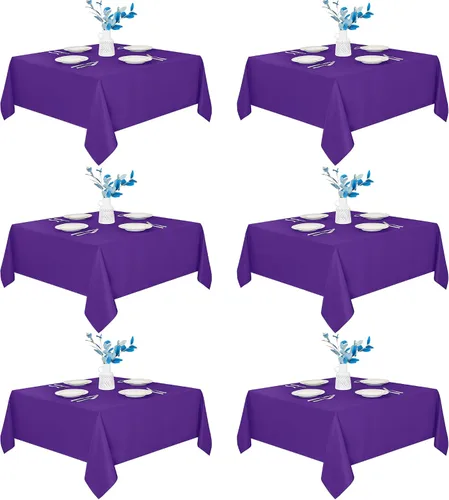 Vista 17 de Fitable - Paquete de 8 manteles rectangulares: telas de mesa lavables, resistentes a las manchas y sin arrugas, cubiertas de mesa reutilizables