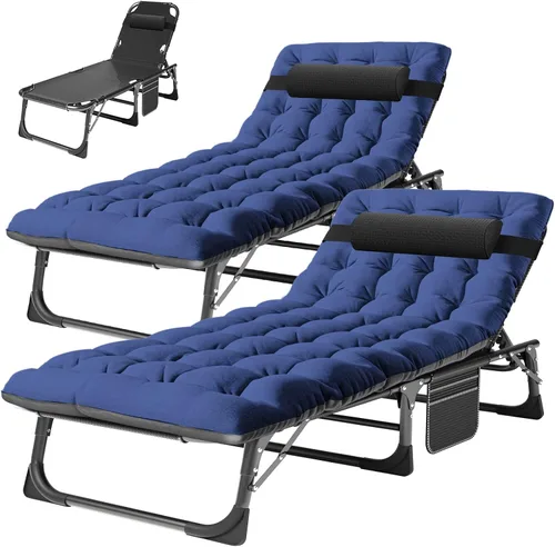 Vista 24 de ABORON - Silla de bronceado 3 en 1 extragrande con tapete y reposabrazos, tumbonas plegables resistentes, 5 posiciones para exteriores, para playa
