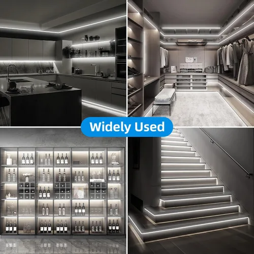 Vista 4 de Luz de Cuerda LED de Neón, 32.8 pies, color blanco frío, regulable, tiras de luces LED, tiras de luces de neón de silicona flexible impermeable DIY
