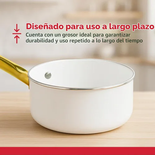 Vista 2 de Holstein Housewares Sartén antiadherente de cerámica de 2.5 cuartos de galón con tapa, sartén multiusos para cocinar a fuego lento y hervir, mango