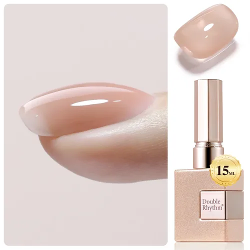 Vista 13 de Double Rhythm - Gel de construcción transparente para uñas, fortalecedor de uñas en una botella, estructura de extensión gruesa de esmalte de gel