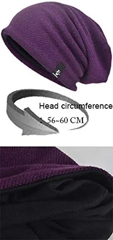Vista 5 de VECRY Gorro holgado para hombre, gorro de punto de calavera, largo, holgado, hip-hop, invierno, verano, B305