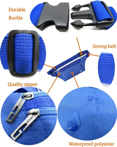 Vista 88 de Bolsa de cintura ultrafino con ranuras c/visualización para tarjeta de crédito, para deportes, aire libre, correr, caminar, viajes.