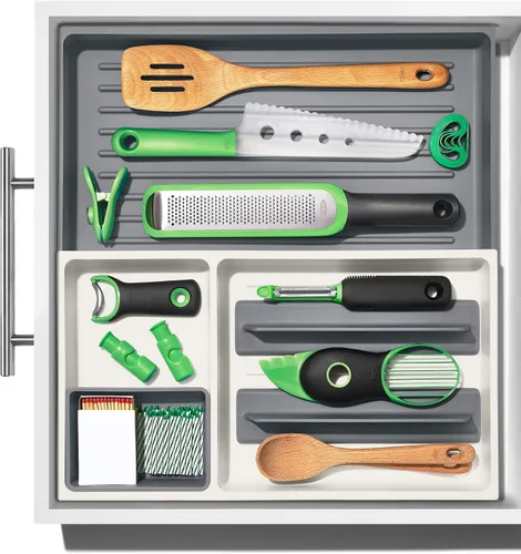 Vista 5 de OXO Cajón Good Grips, organizador grande de herramientas de cocina expandible, color blanco