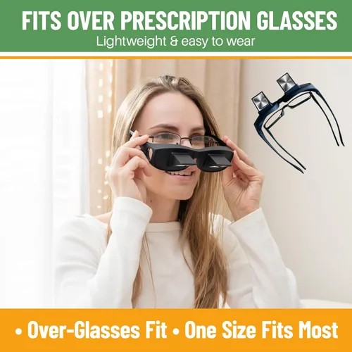 Vista 4 de Evelots Gafas de Lectura Acostado - Lectores de Cama para Mirar Hacia Abajo - Alta Definición - Anteojos Prismáticos Horizontales para Leer y Ver TV
