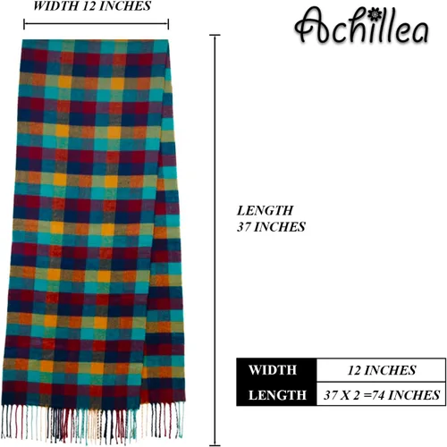 Vista 4 de Bufanda de invierno Achillea suave y cálida, de tartán, a cuadros, de cachemira, unisex