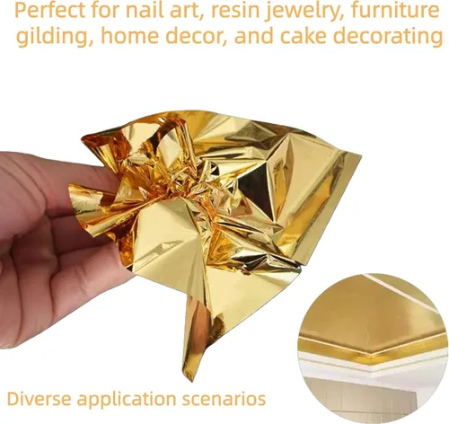 Vista 12 de 10 Gold Leaf Sheets, Premium Gold Flakes for Decorating Cakes Dessert