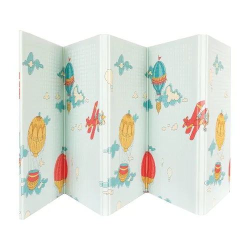 Vista 9 de Nuby Tapete reversible para bebé, plegable y ligero, tapete de juego infantil de espuma, 77 x 58 pulgadas, fácil almacenamiento y viaje, globos