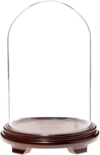 Vista 3 de Plymor Cúpula de cristal de 9.75 x 15 pulgadas (base con patas de chapa de madera negra)