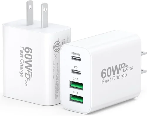 Vista 24 de [Paquete de 2] Cargador de pared USB C, cargador tipo C de 40 W, bloques de 40W 2Pack Azul bebé