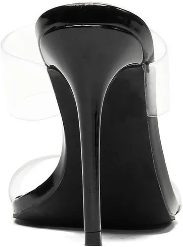 Vista 3 de Sandalias transparentes de tacón alto con dos correas para mujer, sin cordones, con punta cuadrada