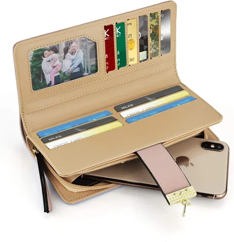 Vista 2 de PGXT Womens Long Leather Card Holder Purse Zipper Buckle Elegant Clutch Wallet
