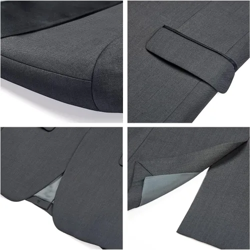Vista 6 de Rogers & Morris Traje de esmoquin para hombre, ajuste regular, traje de 3 piezas, chaqueta, chaleco, pantalones, conjunto para boda y baile
