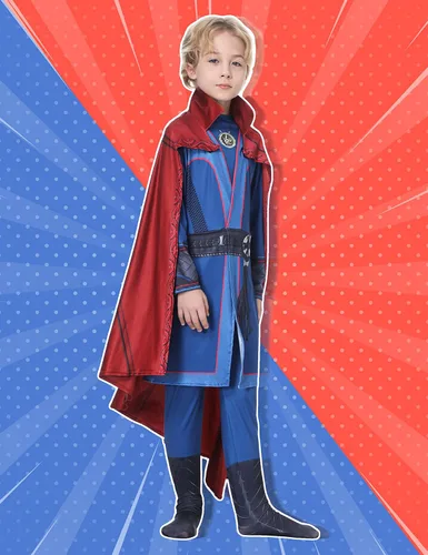 Vista 6 de Roeutoo Kids Costume Cosplay Jumpsuit Deluxe Suit with Cloak Halloween Outfits for Boy