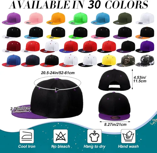 Vista 2 de Hicarer 30 gorras de béisbol para hombre, gorra plana a granel de ala plana