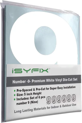 Vista 35 de iSYFIX - Calcomanías de vinilo blancas con número 0 (cero) - Juego de 6 unidades de 1.5 pulgadas autoadhesivas - Decalcomanías premium troqueladas