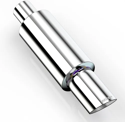 Vista 9 de MZS Silenciador de escape, punta de escape recta de acero inoxidable de 15" de longitud, entrada de 2", salida de 3", universal para vehículos tipo