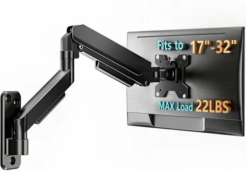 Vista 10 de Hemudu Dual Monitor Articulating Desk Mount Arm Stand - Vertical Stack Screen Supports Two 13 to 34 Inch Computer Monitors with C Clamp White Blanco