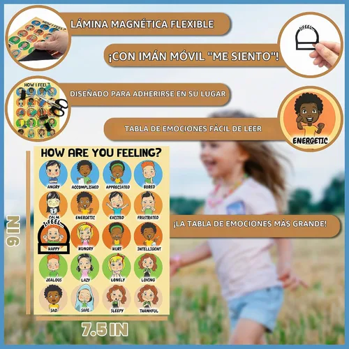 Vista 3 de L Learning Toy Boxes Tabla magnética de sentimientos y emociones para niños How I Am Feeling Emotion Imanes Feeling Poster Daily Mood Behavior Chart