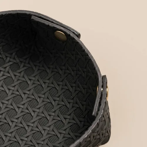 Vista 4 de OLETHA Plato estético pequeño para joyas, pequeño soporte plegable para anillos, diseño de celosía, carbón