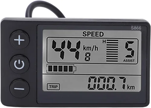 Vista 2 de Computadora de bicicleta, velocímetro de bicicleta S866, medidor de pantalla LCD, IP65, impermeable, odómetro de ciclismo, 24 V, 36 V, 48 V, panel