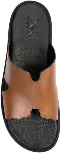 Vista 3 de Marrkesh - Pantuflas cómodas de cuero para hombre Plantilla acolchada y suela de goma duradera
