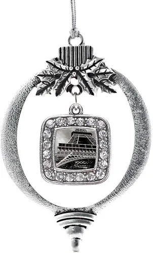 Vista 83 de Inspired Silver - Bon Voyage Cruise Ship Charm Ornamento – Adornos navideños cuadrados de plata con joyas de circonita cúbica