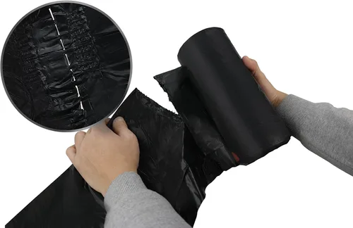 Vista 3 de Begale Pequeña bolsa de basura negra con cordón de 1.2 galones (110 unidades/3 rollos)