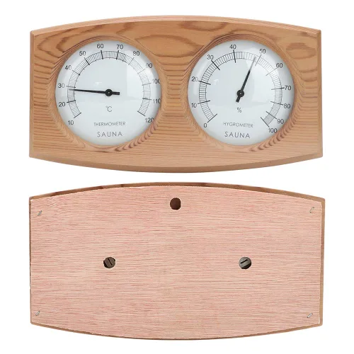 Vista 7 de Termómetro de sauna, termómetro higrómetro de madera 2 en 1, termómetro de doble esfera higrómetro higrómetro para accesorios de sala de sauna