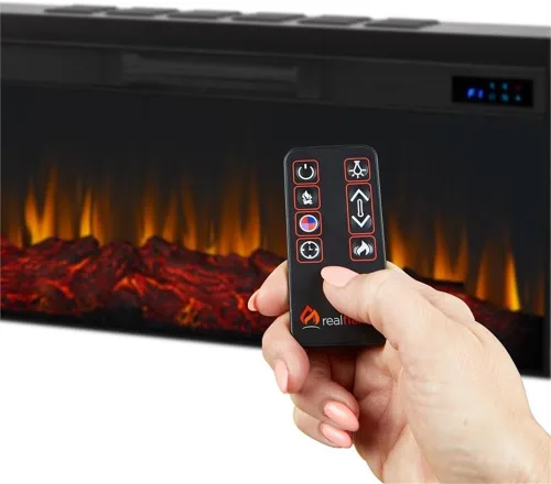 Vista 3 de Real Flame Cravenhall - Chimenea eléctrica de paisaje con repisa para sala de estar o dormitorio, calentador de chimenea reemplazable, efecto