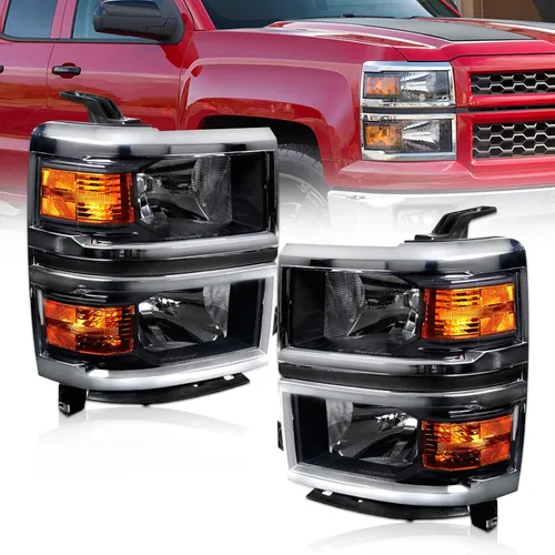 Vista 18 de [Usado] AS Conjunto de faros delanteros de reemplazo para 1994 1995 1996 1997 1998 Chevy Silverado/Tahoe/Suburban/C10 con carcasa negra, reflector