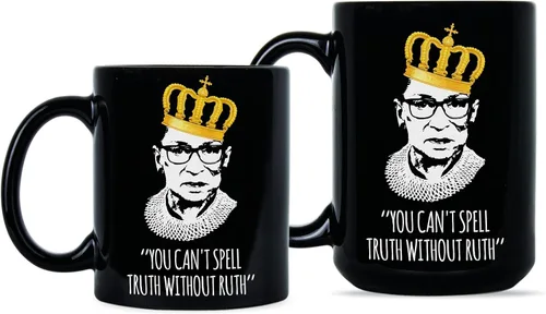 Vista 2 de Taza con texto en inglés "You Can't Spell Truth Without Ruth", Negro
