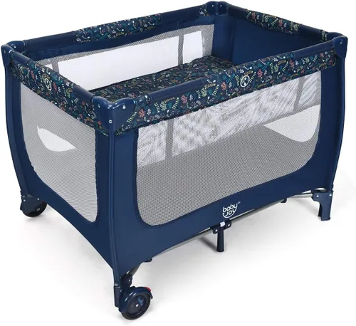 Vista 9 de HONEY JOY Pack and Play, corralito plegable con moisés, cuna de viaje ligera sin instalación desde recién nacidos hasta niños pequeños, centro