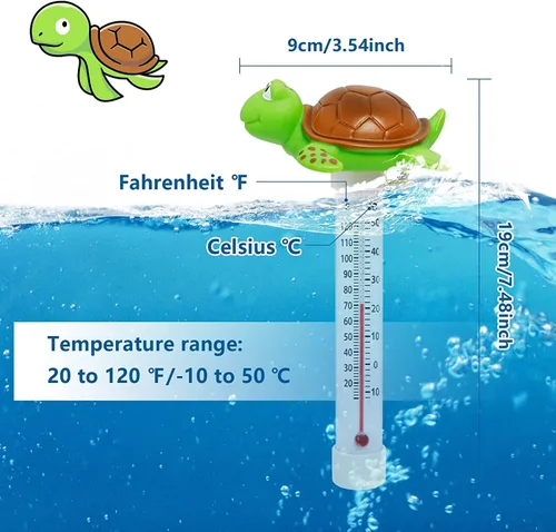 Vista 2 de Termómetro flotante para piscina, pantalla grande con cuerda fácil de leer, resistente a roturas, para piscinas al aire libre e interior, spas