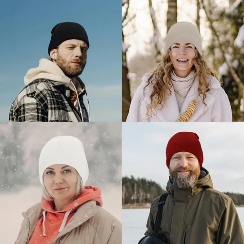 Vista 4 de ZOORON Gorros para hombre y mujer, de punto grueso, unisex, gorro de invierno