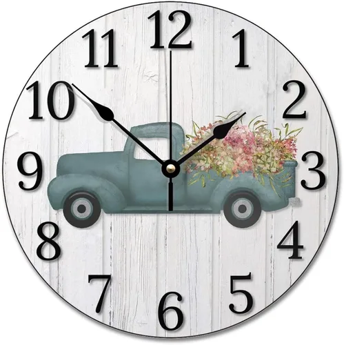 Vista 24 de Reloj de pared de guitarra acústica con aspecto de madera natural, reloj de madera rústico y elegante, 10 silenciosos, sin tictac, de cuarzo