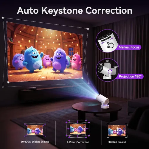 Vista 6 de Mini proyector con WiFi 6 y BT 5.4, aplicaciones integradas 2026 Blanco grisáceo