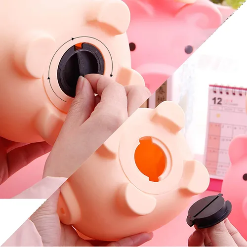 Vista 6 de Alcancía personalizada, banco de dinero con nombre personalizado para niñas y niños, caja de dinero rosa irrompible para cumpleaños, Navidad, baby