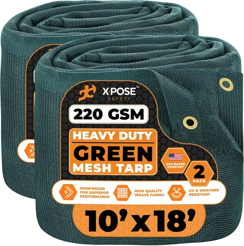 Vista 119 de Xpose Safety Lona de malla resistente, 4 x 10 pies, cubierta protectora negra multiusos con flujo de aire, uso para amarres, sombra, vallas, toldos