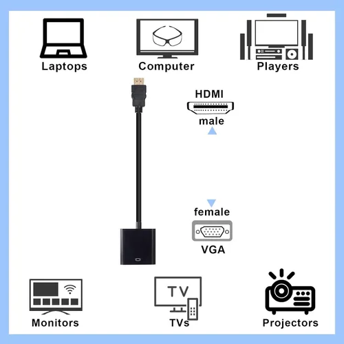 Vista 3 de Yunsailing - Adaptador digital Av a VGA, adaptador de cable de video negro chapado en oro a granel, compatible con Raspberry Pi, monitor