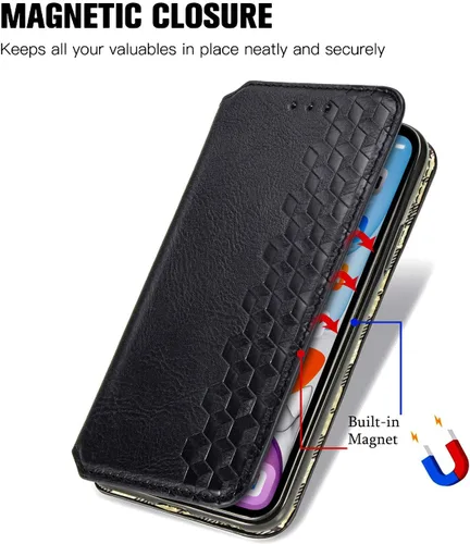 Vista 6 de Funda compatible con Xiaomi Poco X3 GT, compatible con Redmi Note 10 Pro (China) 5G con cierre magnético con soporte para tarjetas, color negro